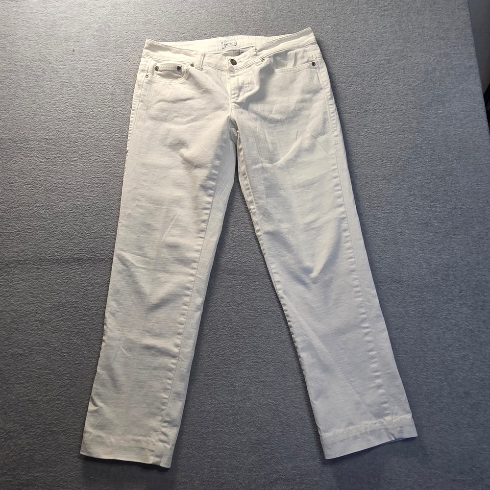 Cache Straight Leg Womens White‎ Stretch Denim Size 8 Cropped Jeans